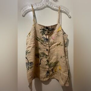 Old Navy Safari Print Top with Button-Down